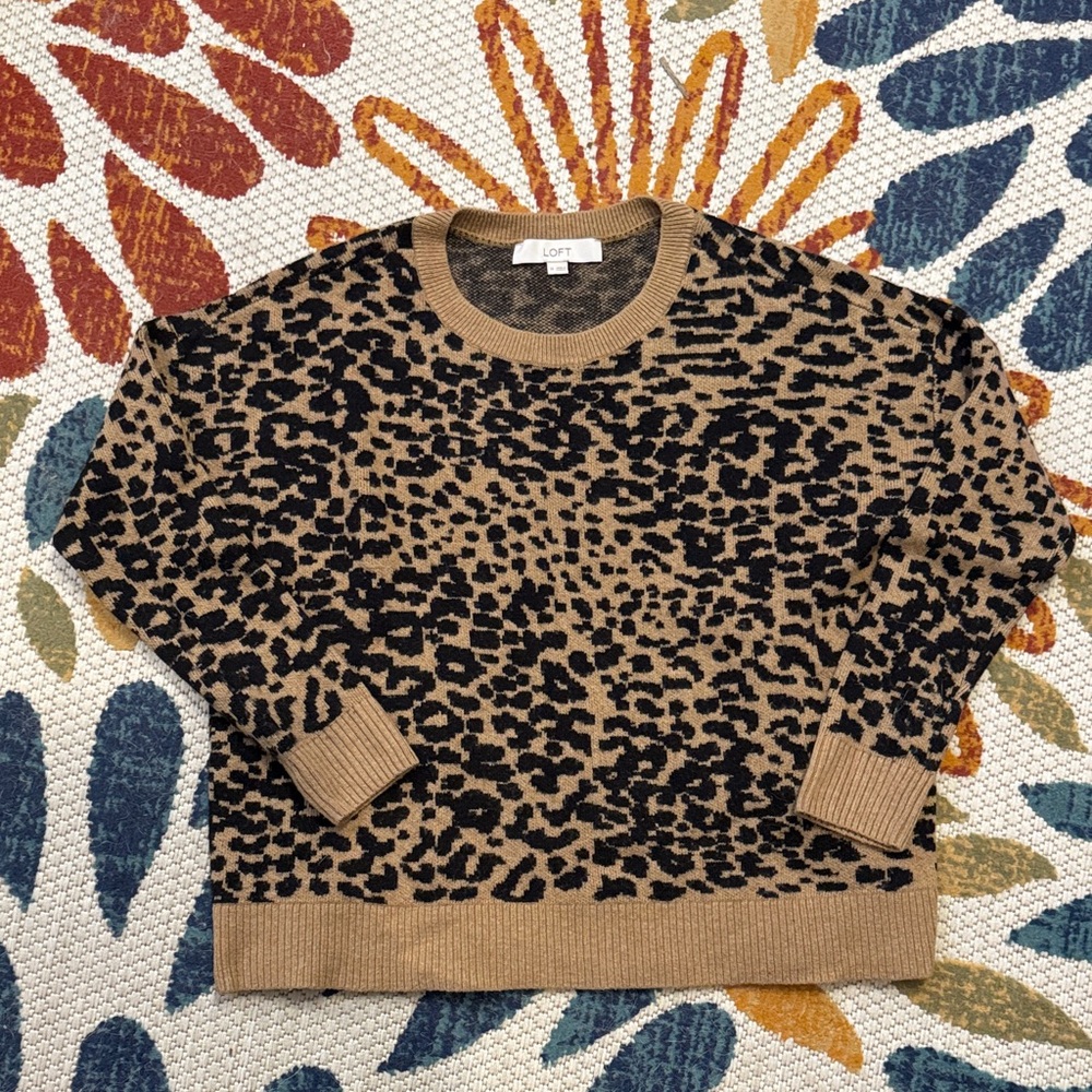 LOFT Leopard Print Sweater - Black and Brown